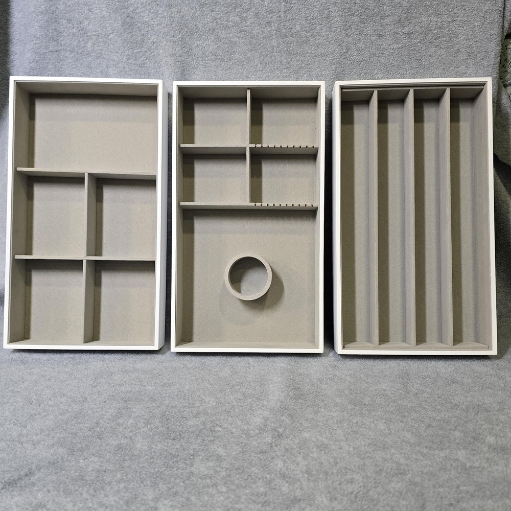 Umbra Design Loft Jewelry Box Trays Set Of 3 White Stackable Fabric Organizer
